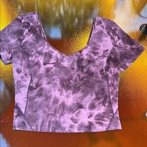 Lululemon Athletica Purple Flutter Sleeve Crop Tee
